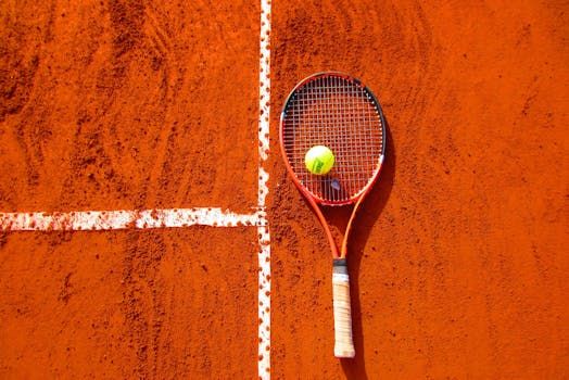 pexels-photo-209977-209977-1 Tennis racket and ball on red clay court, ideal for sports-themed content.